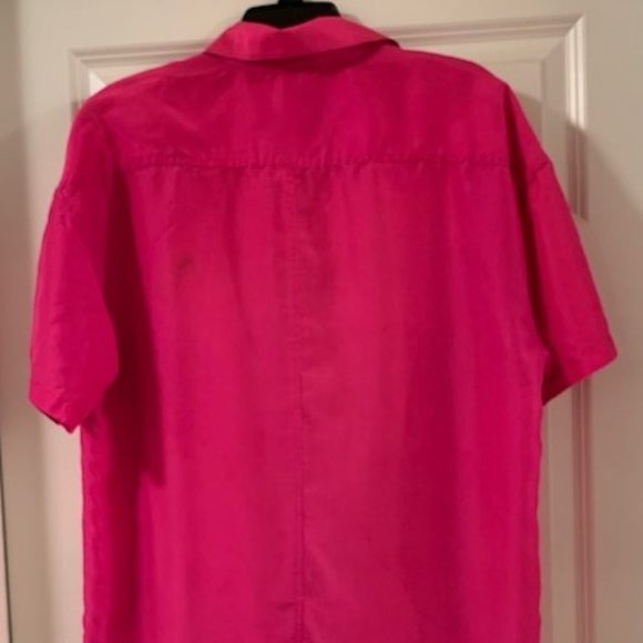 Express Fuchsia 100% Silk Button Down Shirt - Picture 6 of 9
